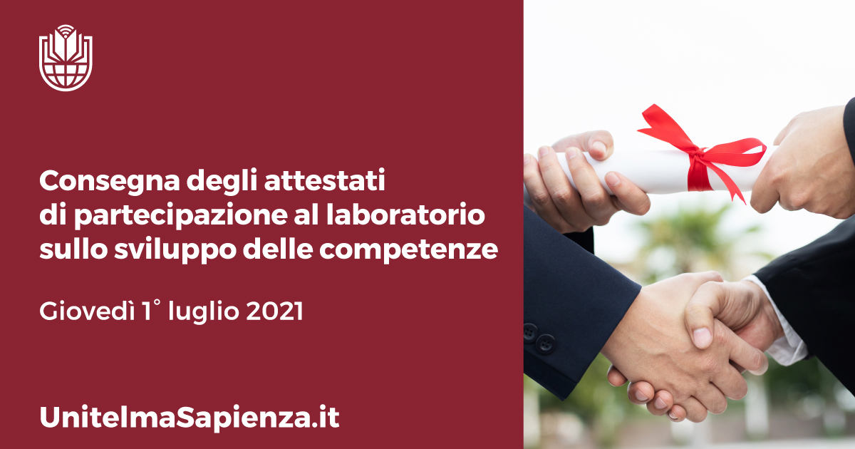 Cerimonia di consegna degli attestati “Corso Laboratori di sviluppo delle competenze”